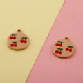 Enamel Cherry Alloy Charms DIY Jewelry Making Accessories Bracelet Keychains 2Pcs - 5# Cherry [Brown Base]