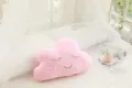 Cute pink cloud plush pillow, soft stuffed smiling cloud cushion for kids room sofa decor. - Pink Cloud