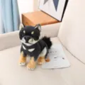 Mignon simulation Shiba Inu peluche chiot chien Akita noir poupée en peluche enfant - Pose Accroupie / Petit 20cm / Noir