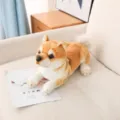 Peluche Shiba Inu de simulation mignon chien Akita poupée en peluche douce cadeau enfant. - Style Allongé / Petit 20cm / Jaune