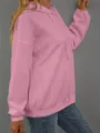 Lässiger rosa Kapuzenpullover für Damen mit 3D-Prägebuchstaben und langen Ärmeln. - Rosa