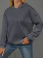 Lässiger, lockerer 3D-Buchstaben geprägter Kapuzenpullover für Damen, Herbst und Winter. - Dunkelgrau