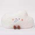Joli coussin en peluche nuage blanc broderie visage doux canapé oreiller décoratif - Nuage Blanc
