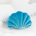 Cojín de felpa con forma de concha azul suave terciopelo decorativo para sofá cama hogar - Pequeño 25*34cm / Azul