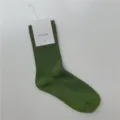 Chaussettes mi-hautes côtelées vertes pour femmes, pur coton décontracté usage quotidien. - Taille unique / Vert Herbe