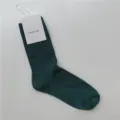 Chaussettes mi-hautes côtelées en coton vert foncé pour femmes, style décontracté uni. - Taille unique / Vert Foncé