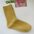 Einfarbige gerippte Socken für Damen, dünne atmungsaktive Baumwoll-Freizeitsocken im Herbst. - Einheitsgröße / Gansgelb