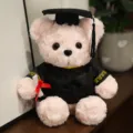 Schattige afstuderen teddybeer pluche speelgoed met doktersmuts en toga, perfect cadeautje. - Europees Roze