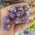 Nahaufnahme von lila Trompetenblütenperlen aus Muschelpulver für DIY-Bastelarbeiten - Zweifarbig Lila