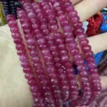 High quality close-up of faceted magenta natural stone abacus beads for DIY jewelry making - Approx. 70 Pcs/Strand / Magenta (41)