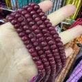 Detailed close-up of faceted dark red natural stone abacus beads for DIY jewelry making crafts - Approx. 70 Pcs/Strand / Dark Red (49)