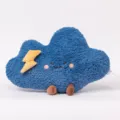 Joli coussin en peluche nuage bleu avec design d'éclair jaune, oreiller doux pour canapé. - Nuage Éclair Bleu