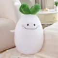 Adorable coussin en peluche en forme de radis légume avec feuilles vertes, jolie poupée. - Oreiller radis blanc / 30cm
