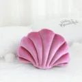 Cojin de felpa de concha de terciopelo rosa lindo cojin decorativo para sofa habitacion estetica - Pequeño 25*34cm / Rosa Púrpura