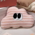 Oreiller en peluche nuage raye rose coussin mignon brode grands yeux pour lit et canape - Nuage rose cerisier 50*35cm