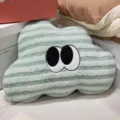 Coussin en peluche nuage à rayures vertes avec yeux de dessin animé doux lit salon - Nuage vert haricot 50*35cm