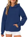 Femme Mode Sweat-shirt à Capuche Rayé Ample Manches Longues Variante en Bleu Marine - Bleu marine
