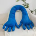 Coussin long en velours côtelé forme de main bleue décoration canapé peluche créative - Bleu / Petit 80cm
