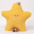 Yellow star plush pillow with grey knit hat, cute embroidered face, variant sofa cushion. - Star 45*45cm