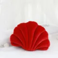 Cuscino di peluche conchiglia in velluto rosso decorazione carina per divano letto casa - Rosso