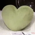 Soft green heart-shaped plush pillow, fluffy faux mink fleece cushion for home decor. - Grass Green Heart