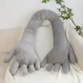 Oreiller en peluche en forme de main en velours côtelé gris, coussin en U créatif pour canapé. - Gris / Petit 80cm