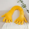 Coussin en peluche créatif en forme de main jaune, oreiller long en velours côtelé - Jaune / Petit 80cm