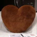 Brown heart plush pillow soft faux fur cushion cute cartoon toy for cozy bedroom sofa decor - Chocolate Heart Hair Claw