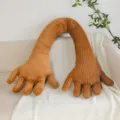 Creative brown corduroy hand shaped plush pillow sofa long bolster lazy sleeping leg pillow - Brown