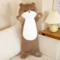 Cute standing long otter plush pillow, soft stuffed sea otter doll for kids and home decor. - 80cm / Dark Brown