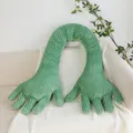 Nordic green hand shaped plush body pillow, cute long corduroy cushion for sofa and sleeping. - Green