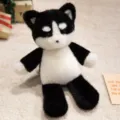 Cute black and white plush animal toy sitting doll ornament sweet girl gift room decor - Husky