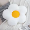 Schattig zonnebloem pluche kussen, zacht wit en geel kussen voor bank en kamer decor - Witte bloem - geel hart