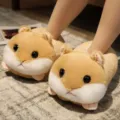 Adorables pantoufles en peluche hamster pour l'hiver, design chaud fermé pour la maison confortable. - Taille unique (EU 35-38) / Pantoufles fermées hamster marron