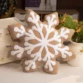 Christmas brown snowflake plush pillow, cute fluffy winter holiday gift doll decor. - Beige Octagonal Snowflake Throw Pillow
