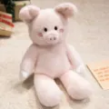 Cute pink plush pig stuffed animal toy, soft sitting doll for girls gift and home decor. - Pig