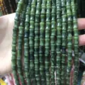 Macro view of 8x12mm bamboo-shaped natural green stone beads for DIY jewelry making - 8*12mm (Approx. 32 Pieces/Strand) / Nanfang Jade Bamboo