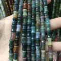 Close-up detail of 8x12mm bamboo-shaped natural stone beads for DIY jewelry making. - 8*12mm (Approx. 32 Pieces/Strand) / India Agate