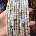 Detailed view of 8x12mm natural stone bamboo joint beads for DIY jewelry making - 8*12mm (Approx. 32 Pieces/Strand) / Amazonite