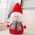 Noel bonhomme de neige peluche bonnet rouge echarpe grise mignon jouet deco fete cadeau - 40CM / Rouge