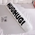 White cylindrical long bolster pillow with black letter print, soft sleeping body pillow. - Small (95x20cm) / White