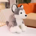 Joli jouet en peluche husky assis gris et blanc, poupée en peluche douce pour enfants et déco. - Husky Assis (20cm)