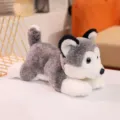 Jolie peluche husky réaliste, poupée chien en peluche douce, oreiller et doudou pour enfants. - Husky Couché (30cm)