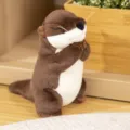 Cute praying otter plush toy close-up, soft brown stuffed animal detail for home decor and cozy gift. - Blessing Otter Plush Toy / 18cm