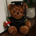 Schattige afstuderen teddybeer pluche speelgoed met doctor jurk en pet, perfect cadeau. - Donkerbruin