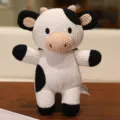 Giocattolo di peluche di mucca nera e bianca lavorato a mano bambola di animale carino per bambini - Bambola a mucca / 23cm