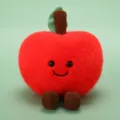 Cute red apple plush toy with cute smiling face and brown corduroy feet for Christmas gift. - Christmas Apple / 15cm