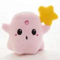 Cute pink ghost plush toy holding a yellow star stuffed doll Halloween gift decor - Pink