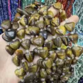 Close-up of heart-shaped tiger eye stone beads for DIY jewelry making - 15*15*6mm (Approx. 24 Pieces/Pack) / Tiger's Eye