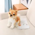Mignon Shiba Inu peluche jouet chien Akita poupée en peluche pour cadeau d'enfants - Pose Accroupie / Petit 20cm / Jaune